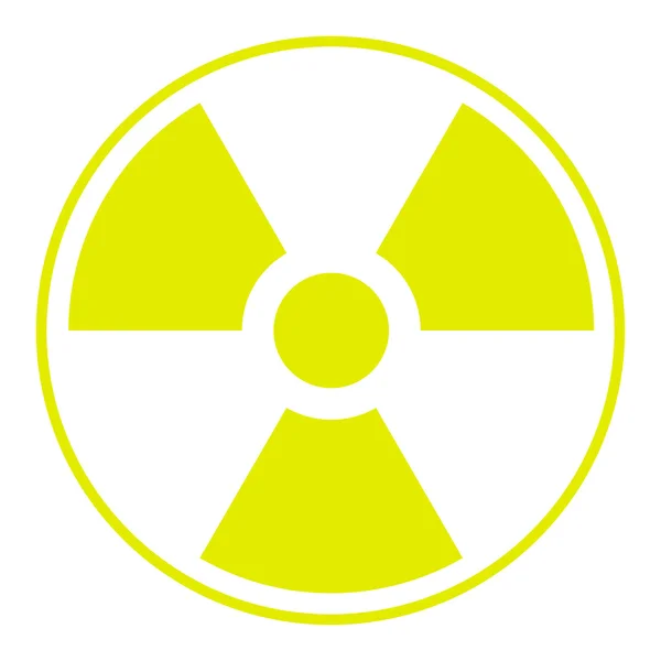 Symbol der radioaktiven Kontamination mit Lichtern auf weißem Hintergrund, Gefahr — Stockvektor
