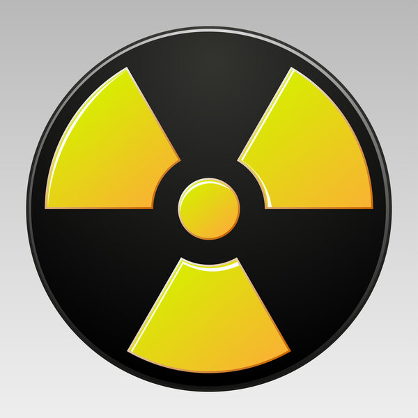 symbol of radioactive contamination with highlights on a gray background