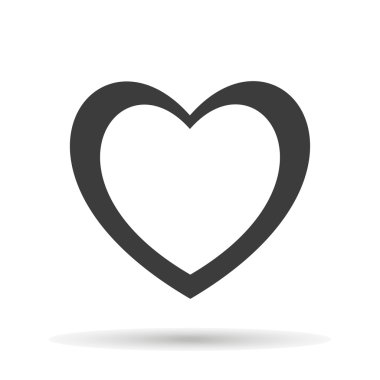 Heart Icon with shadow on a white background, vector illustration