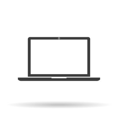 Laptop Icon Vector flat style with shadow on white background, stylish illustration