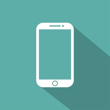 Telefon düz stil ikonu yeşil bir arka plan, vektör çizim gölge ile