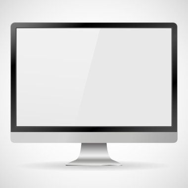 Monitor PC realistic with shadow on a white background, vector illustration