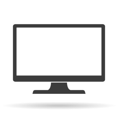 Monitor PC Icon Vector flat style with shadow on white background, stylish illustration