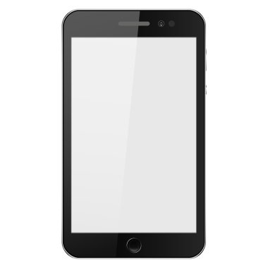 düğmeleri ile gerçekçi cep telefonu, gri bir arka plan üzerinde gölge ile, vektör illüstrasyon