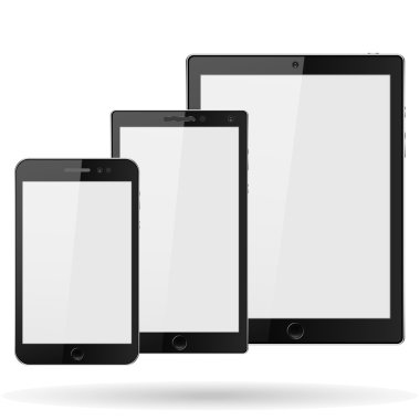 Vektör tablet bilgisayar ve cep telefonu gerçekçi