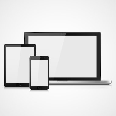 vektör çizim modern dizüstü bilgisayar, telefon, tablet beyaz bir arka plan üzerinde