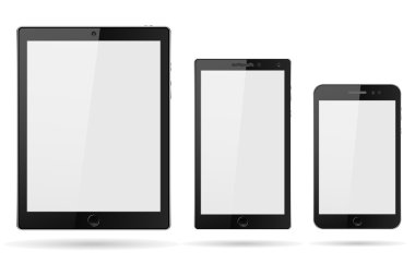 Vektör tablet bilgisayar ve cep telefonu gerçekçi