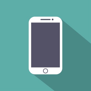 Telefon düz stil ikonu yeşil bir arka plan, vektör çizim gölge ile