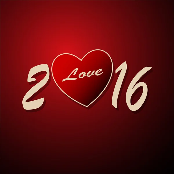 Amor em 2016, parabéns, o desejo do coração, fundo, inscrição, ilustração vetorial elegante — Vetor de Stock