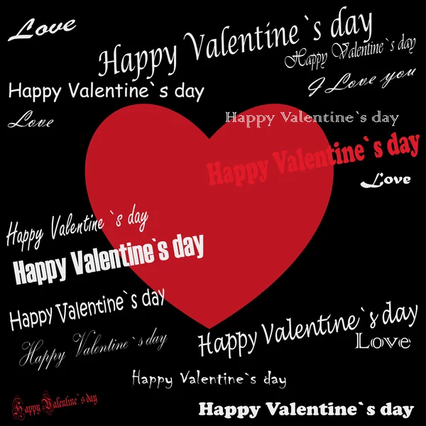 Valentine's Day with hearts and texture congratulations on a black background, stylish vector illustration — Stock vektor