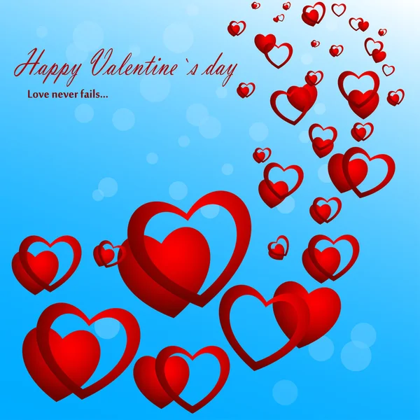 Glad Alla hjärtans dag med hjärtan, hälsningar, på en blå bakgrund, snygg vektor illustration — Stock vektor
