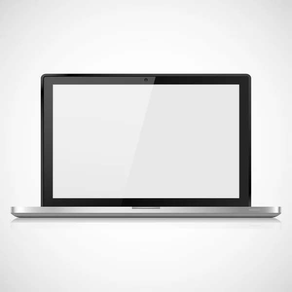 Laptop realista con sombra sobre un fondo gris, ilustración vectorial — Archivo Imágenes Vectoriales