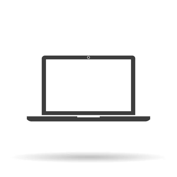 Laptop Icon Vector estilo plano com sombra sobre fundo branco, ilustração elegante —  Vetores de Stock