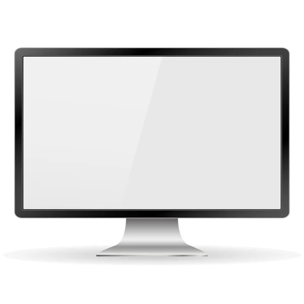 Monitor PC realistic with shadow on a white background, vector illustration — Stok Vektör