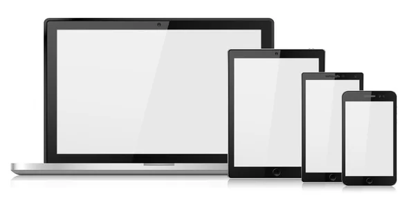 Ilustración vectorial portátil moderno, teléfono, tableta sobre un fondo blanco — Vector de stock