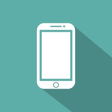 Telefon düz stil ikonu yeşil bir arka plan, vektör çizim gölge ile