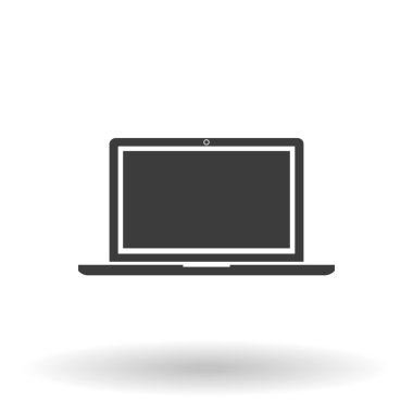 Laptop Icon Vector flat style with shadow on white background, stylish illustration