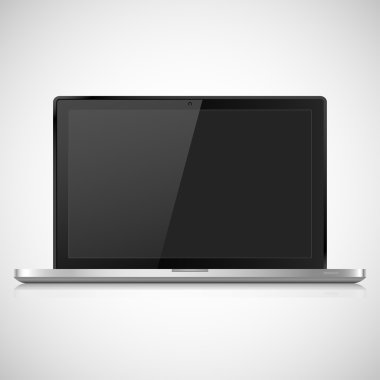 Laptop realistic with shadow on a gray background, vector illustration