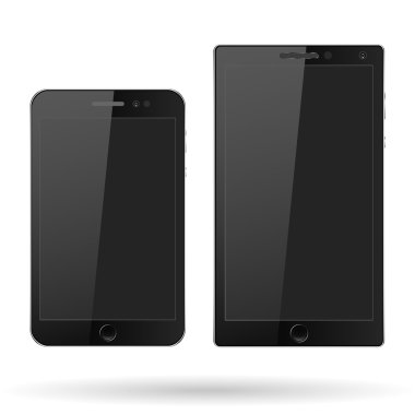 Akıllı telefon, cep telefonu izole edilmiş, gerçekçi vektör çizimi.