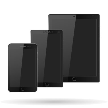 Vektör tablet bilgisayar ve cep telefonu gerçekçi
