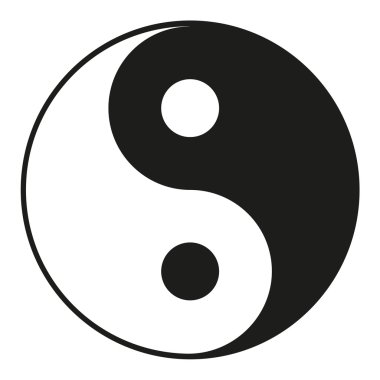Beyaz arkaplanda Yin Yang simgesi, şık bir vektör çizimi