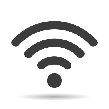 Beyaz arkaplanda gölgesi olan WIFI simgesi, vektör illüstrasyonu