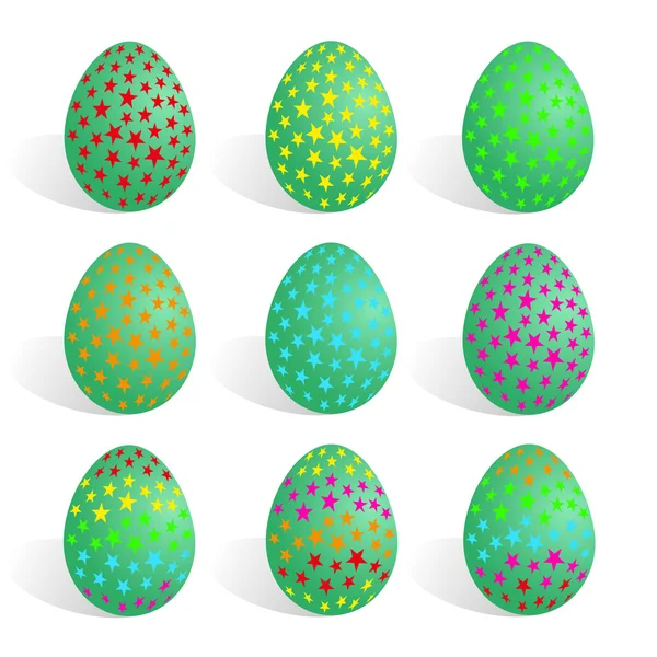 Easter eggs colored, set on a white background with the shadow, stylish vector illustration — Stock Vector