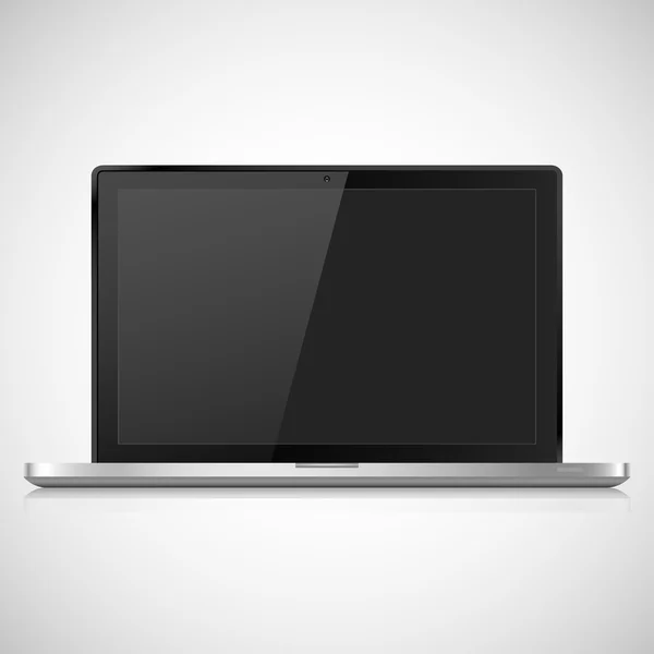 Laptop realistic with shadow on a gray background, vector illustration — Stok Vektör