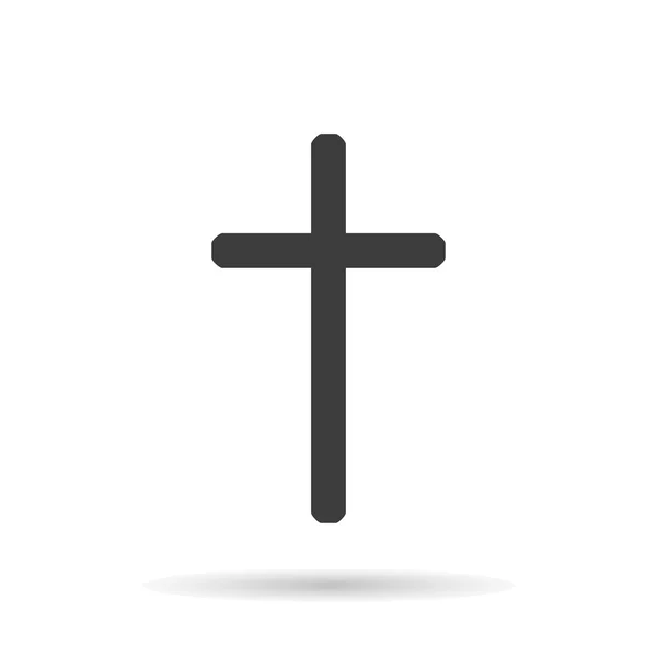 Cross Christian  blac icon with shadow on a white background, stylish vector illustration — Stock Vector