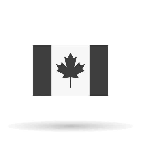 Bandera de Canadá icono con sombra sobre un fondo blanco, elegante ilustración vectorial — Archivo Imágenes Vectoriales