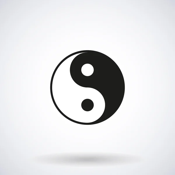 Yin Yang Εικονίδιο με τη σκιά σε λευκό φόντο, διάνυσμα κομψό εικονογράφηση — Διανυσματικό Αρχείο