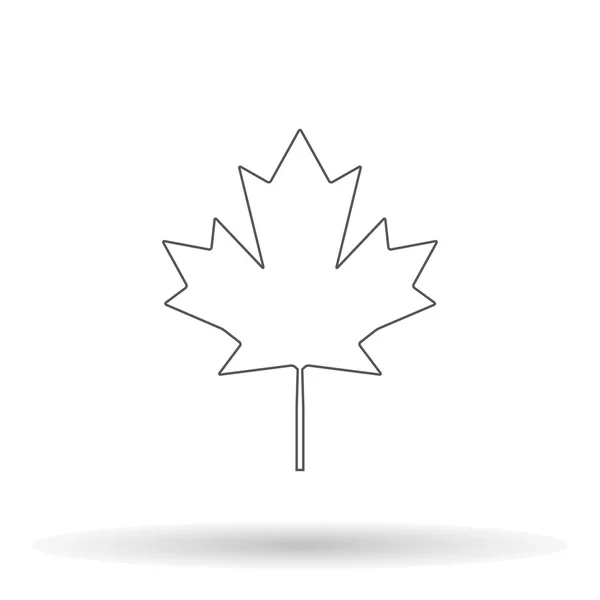 Icono de hoja de arce canadiense con sombra sobre fondo blanco, ilustración vectorial — Archivo Imágenes Vectoriales