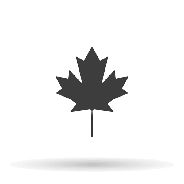 Icono de hoja de arce canadiense con sombra sobre fondo blanco, ilustración vectorial — Archivo Imágenes Vectoriales