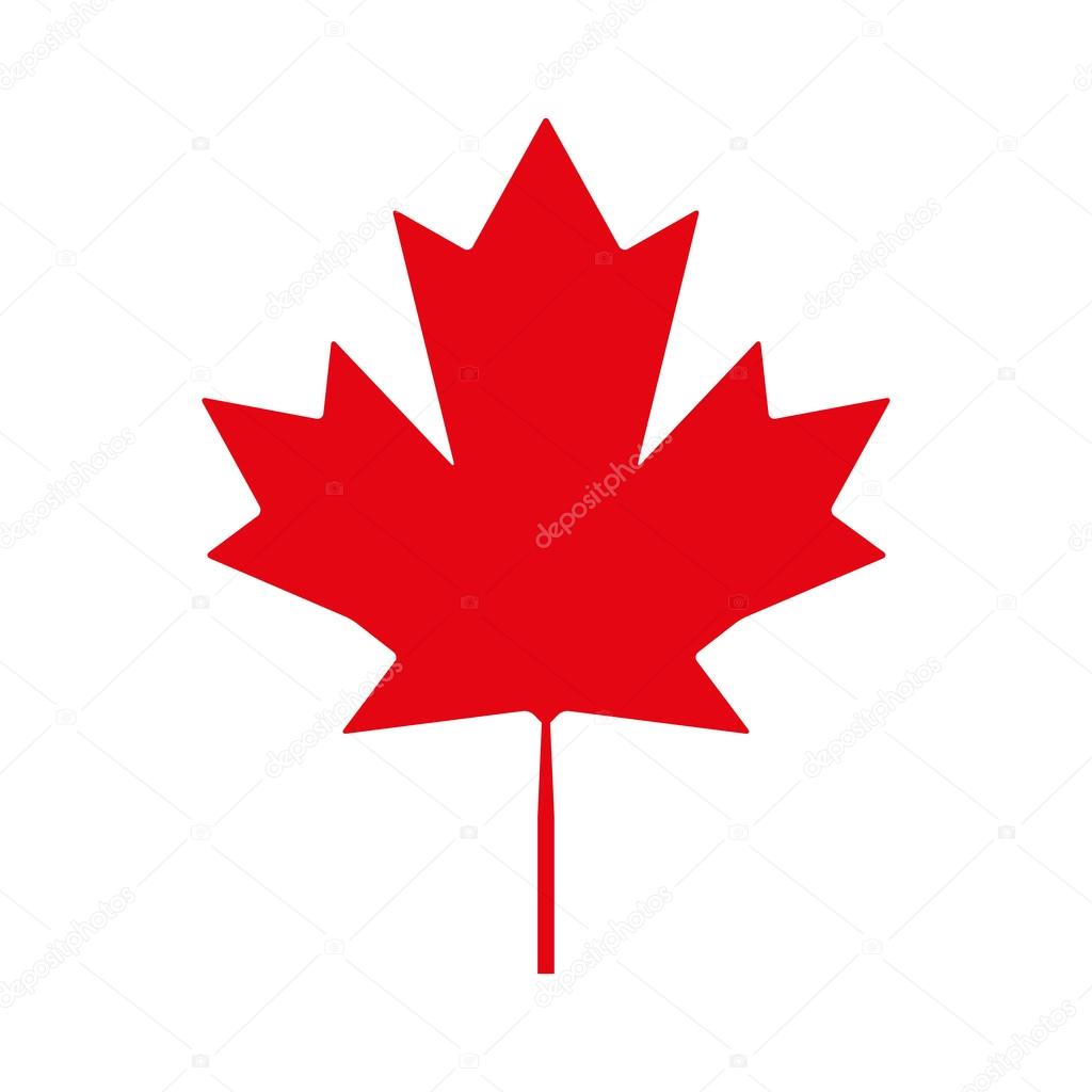 Canadian maple leaf red  icon on a white background, vector illustration