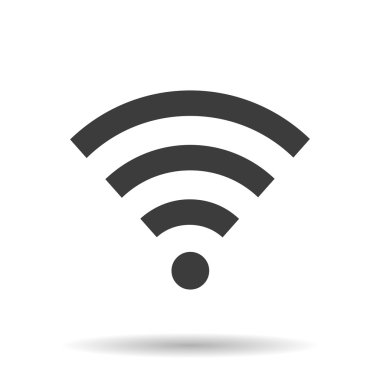 Beyaz arkaplanda gölgesi olan WIFI simgesi, vektör illüstrasyonu