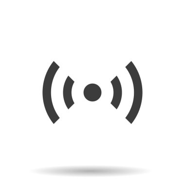 Beyaz arkaplanda gölgesi olan WIFI simgesi, vektör illüstrasyonu
