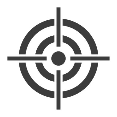 Beyaz arka planda gölgesi olan hedef simgesi, vektör çizimi