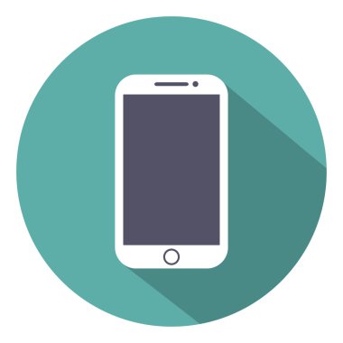 Telefon düz stil ikonu yeşil bir arka plan, vektör çizim gölge ile