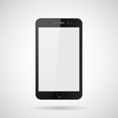 düğmeleri ile gerçekçi cep telefonu, gri bir arka plan üzerinde gölge ile, vektör illüstrasyon