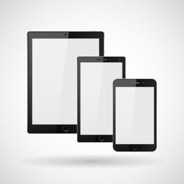 Vektör tablet bilgisayar ve cep telefonu gerçekçi