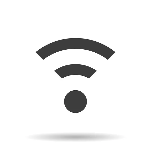 Icono WIFI con sombra sobre fondo blanco, ilustración vectorial — Vector de stock