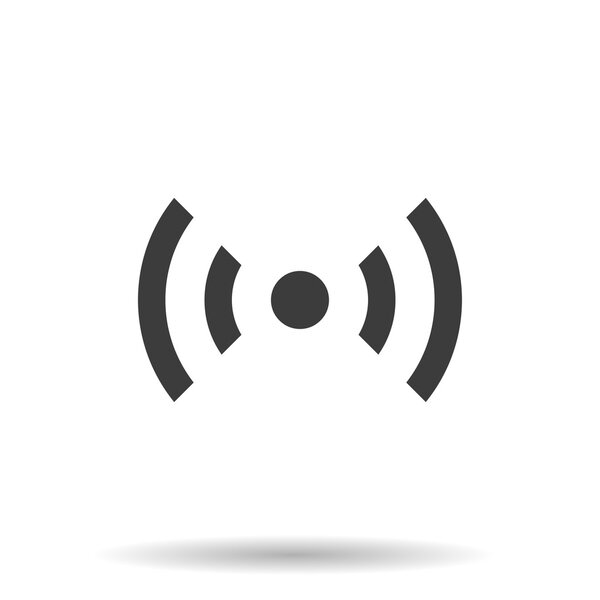 Значок WIFI с тенью на белом фоне, векторная иллюстрация
