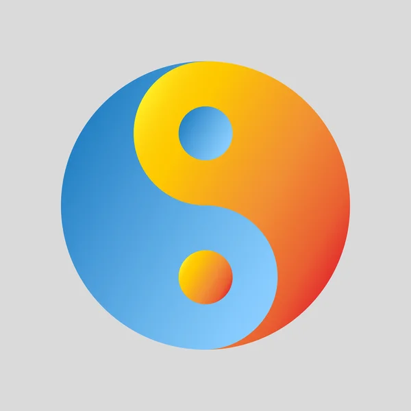 Gri arka planda Yin Yang Ateş ve Su, şık bir resim.