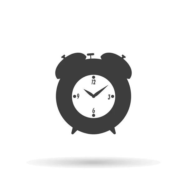 Alarm klocka ikon med skugga på en vit bakgrund, vektor illustration — Stock vektor