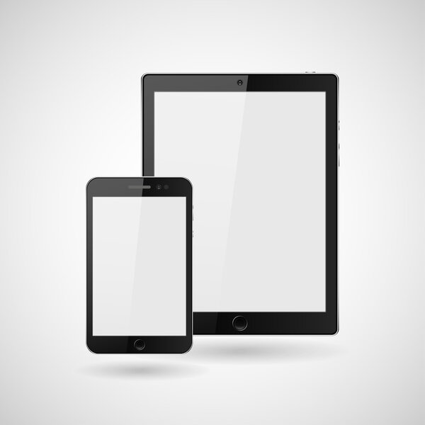 Vector tablet computer and mobile phone realistic