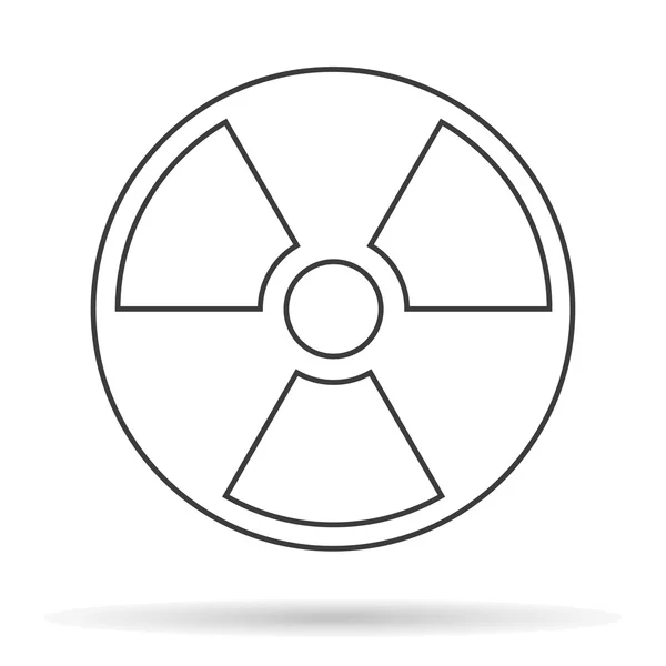 Symbole de contamination radioactive avec des reflets sur fond noir, danger — Image vectorielle