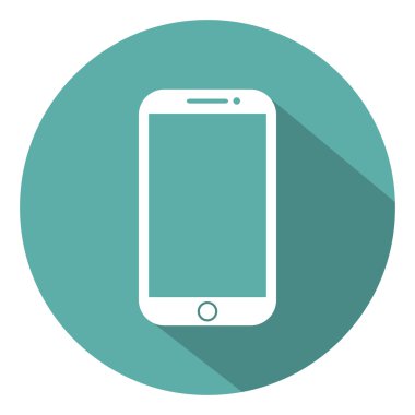 Telefon düz stil ikonu yeşil bir arka plan, vektör çizim gölge ile