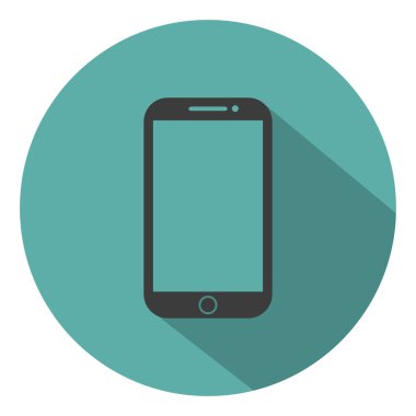 Telefon düz stil ikonu yeşil bir arka plan, vektör çizim gölge ile