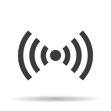 Beyaz arkaplanda gölgesi olan WIFI simgesi, vektör illüstrasyonu