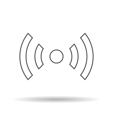 Beyaz arkaplanda gölgesi olan WIFI simgesi, vektör illüstrasyonu
